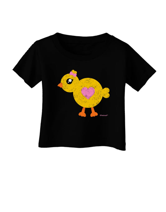 Cute Chick with Bow - Crayon Style Drawing Infant T-Shirt Dark by TooLoud-Infant T-Shirt-TooLoud-Black-06-Months-Davson Sales