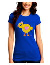 Cute Chick with Bow - Crayon Style Drawing Juniors Crew Dark T-Shirt by TooLoud-T-Shirts Juniors Tops-TooLoud-Royal-Blue-Juniors Fitted Small-Davson Sales