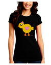 Cute Chick with Bow - Crayon Style Drawing Juniors Crew Dark T-Shirt by TooLoud-T-Shirts Juniors Tops-TooLoud-Black-Juniors Fitted Small-Davson Sales