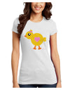 Cute Chick with Bow - Crayon Style Drawing Juniors T-Shirt by TooLoud-Womens Juniors T-Shirt-TooLoud-White-Juniors Fitted X-Small-Davson Sales