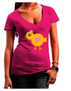 Cute Chick with Bow - Crayon Style Drawing Juniors V-Neck Dark T-Shirt by TooLoud-Womens V-Neck T-Shirts-TooLoud-Hot-Pink-Juniors Fitted Small-Davson Sales