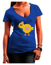 Cute Chick with Bow - Crayon Style Drawing Juniors V-Neck Dark T-Shirt by TooLoud-Womens V-Neck T-Shirts-TooLoud-Royal-Blue-Juniors Fitted Small-Davson Sales