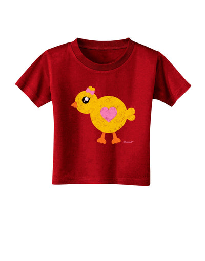 Cute Chick with Bow - Crayon Style Drawing Toddler T-Shirt Dark by TooLoud-Toddler T-Shirt-TooLoud-Red-2T-Davson Sales