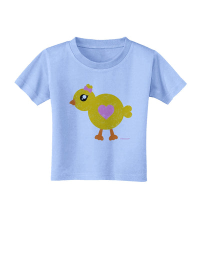 Cute Chick with Bow - Crayon Style Drawing Toddler T-Shirt by TooLoud-Toddler T-Shirt-TooLoud-Aquatic-Blue-2T-Davson Sales