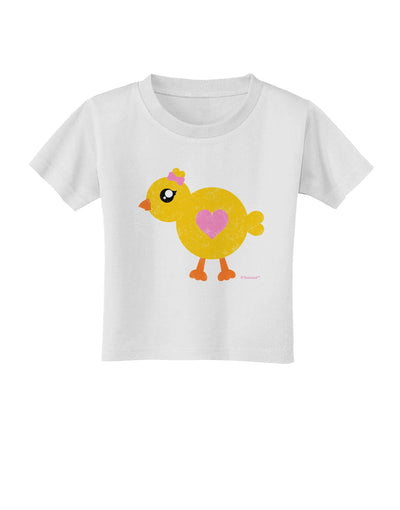 Cute Chick with Bow - Crayon Style Drawing Toddler T-Shirt by TooLoud-Toddler T-Shirt-TooLoud-White-2T-Davson Sales