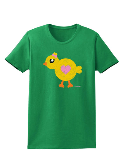 Cute Chick with Bow - Crayon Style Drawing Womens Dark T-Shirt by TooLoud-Womens T-Shirt-TooLoud-Kelly-Green-X-Small-Davson Sales