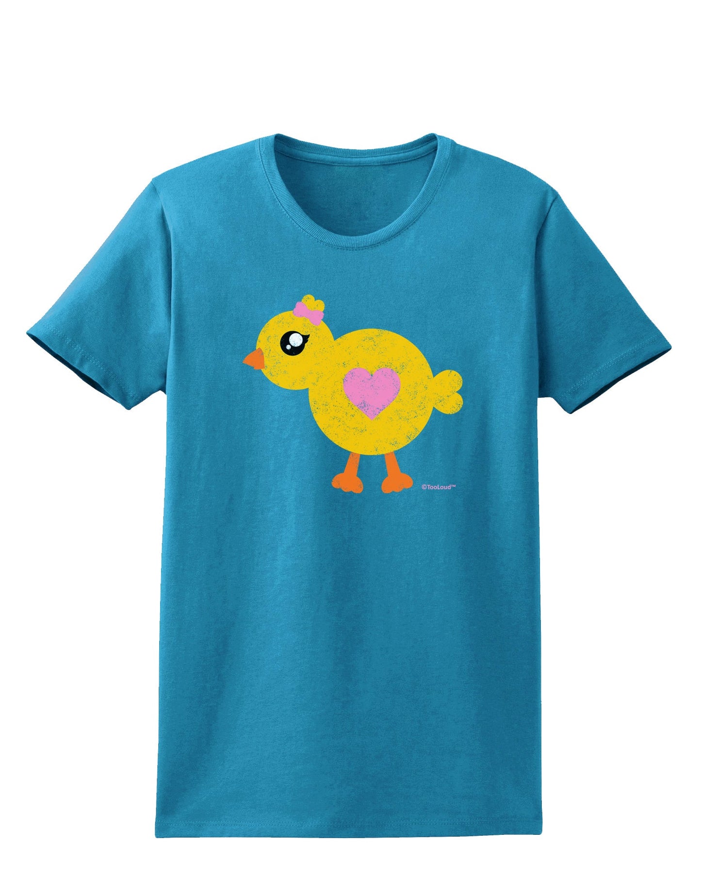 Cute Chick with Bow - Crayon Style Drawing Womens Dark T-Shirt by TooLoud-Womens T-Shirt-TooLoud-Turquoise-X-Small-Davson Sales