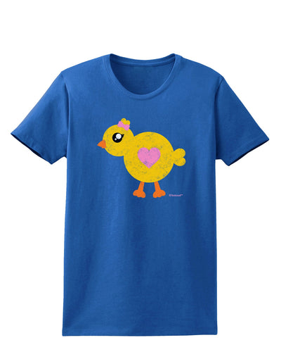 Cute Chick with Bow - Crayon Style Drawing Womens Dark T-Shirt by TooLoud-Womens T-Shirt-TooLoud-Royal-Blue-X-Small-Davson Sales