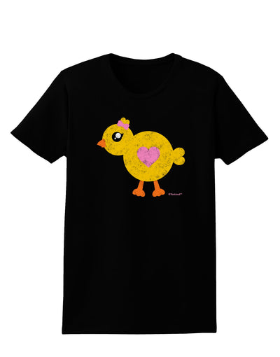 Cute Chick with Bow - Crayon Style Drawing Womens Dark T-Shirt by TooLoud-Womens T-Shirt-TooLoud-Black-X-Small-Davson Sales