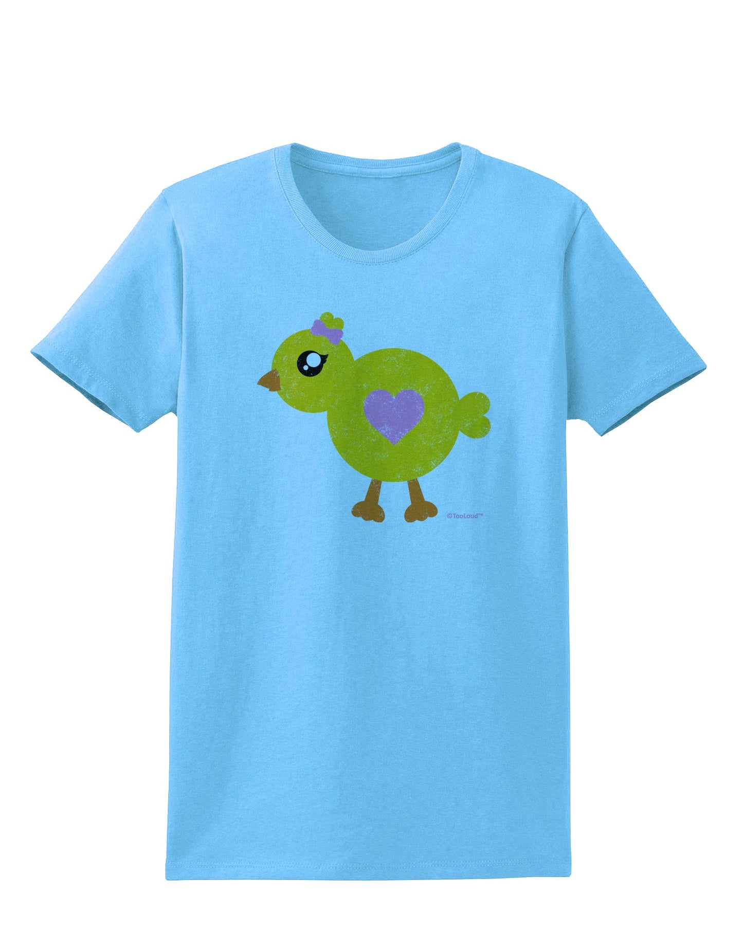 Cute Chick with Bow - Crayon Style Drawing Womens T-Shirt by TooLoud-Womens T-Shirt-TooLoud-Aquatic-Blue-X-Small-Davson Sales