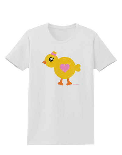 Cute Chick with Bow - Crayon Style Drawing Womens T-Shirt by TooLoud-Womens T-Shirt-TooLoud-White-X-Small-Davson Sales