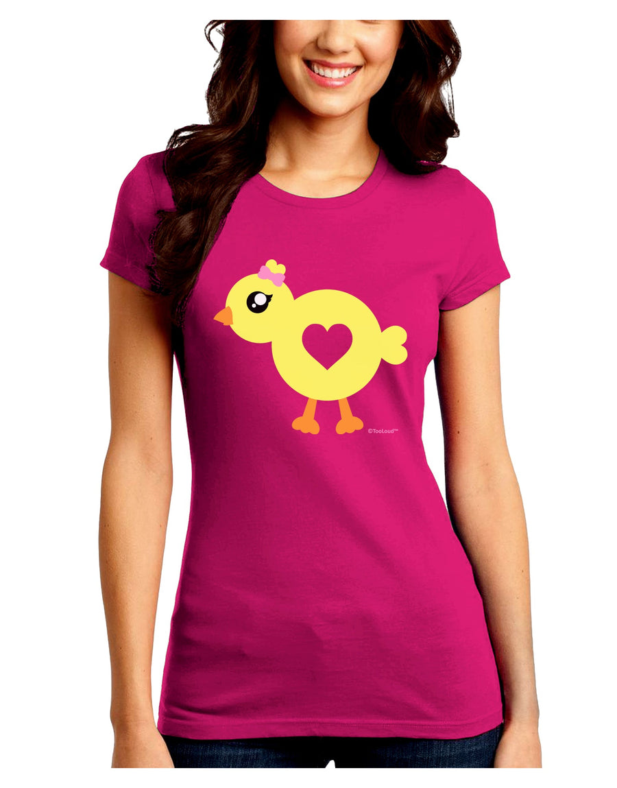 Cute Chick with Bow Juniors Crew Dark T-Shirt by TooLoud-T-Shirts Juniors Tops-TooLoud-Black-Juniors Fitted Small-Davson Sales