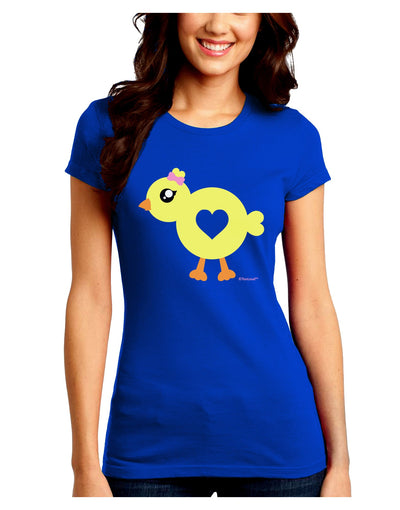 Cute Chick with Bow Juniors Crew Dark T-Shirt by TooLoud-T-Shirts Juniors Tops-TooLoud-Royal-Blue-Juniors Fitted Small-Davson Sales