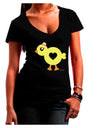 Cute Chick with Bow Juniors V-Neck Dark T-Shirt by TooLoud-Womens V-Neck T-Shirts-TooLoud-Black-Juniors Fitted Small-Davson Sales