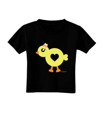 Cute Chick with Bow Toddler T-Shirt Dark by TooLoud-Toddler T-Shirt-TooLoud-Black-2T-Davson Sales