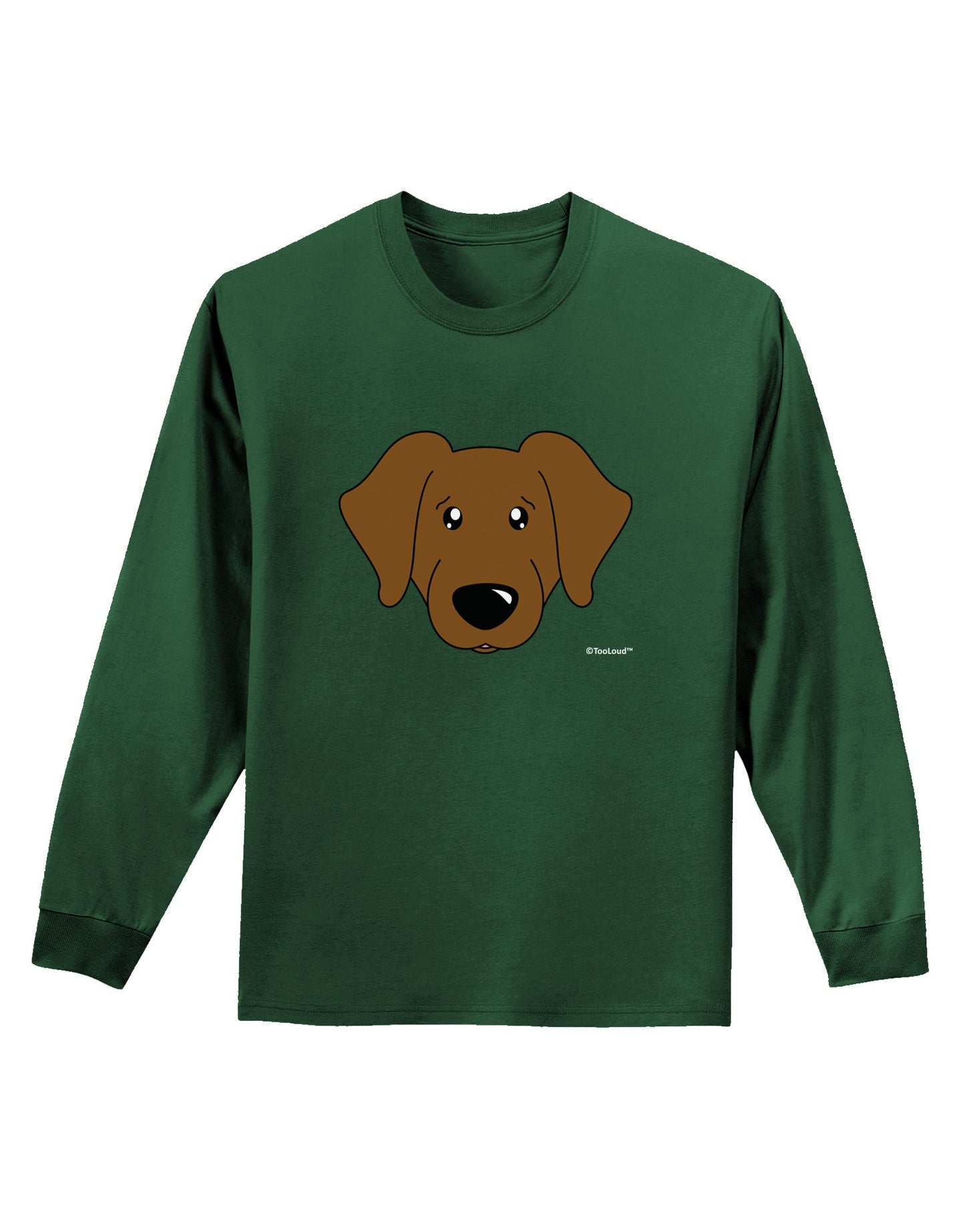 Cute Chocolate Labrador Retriever Dog Adult Long Sleeve Dark T-Shirt by TooLoud-TooLoud-Dark-Green-Small-Davson Sales