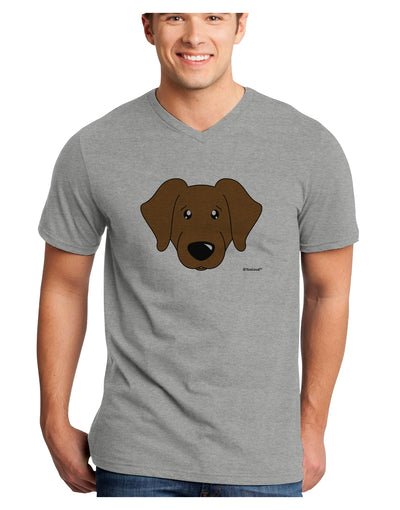 Cute Chocolate Labrador Retriever Dog Adult V-Neck T-shirt by TooLoud-Mens V-Neck T-Shirt-TooLoud-HeatherGray-Small-Davson Sales