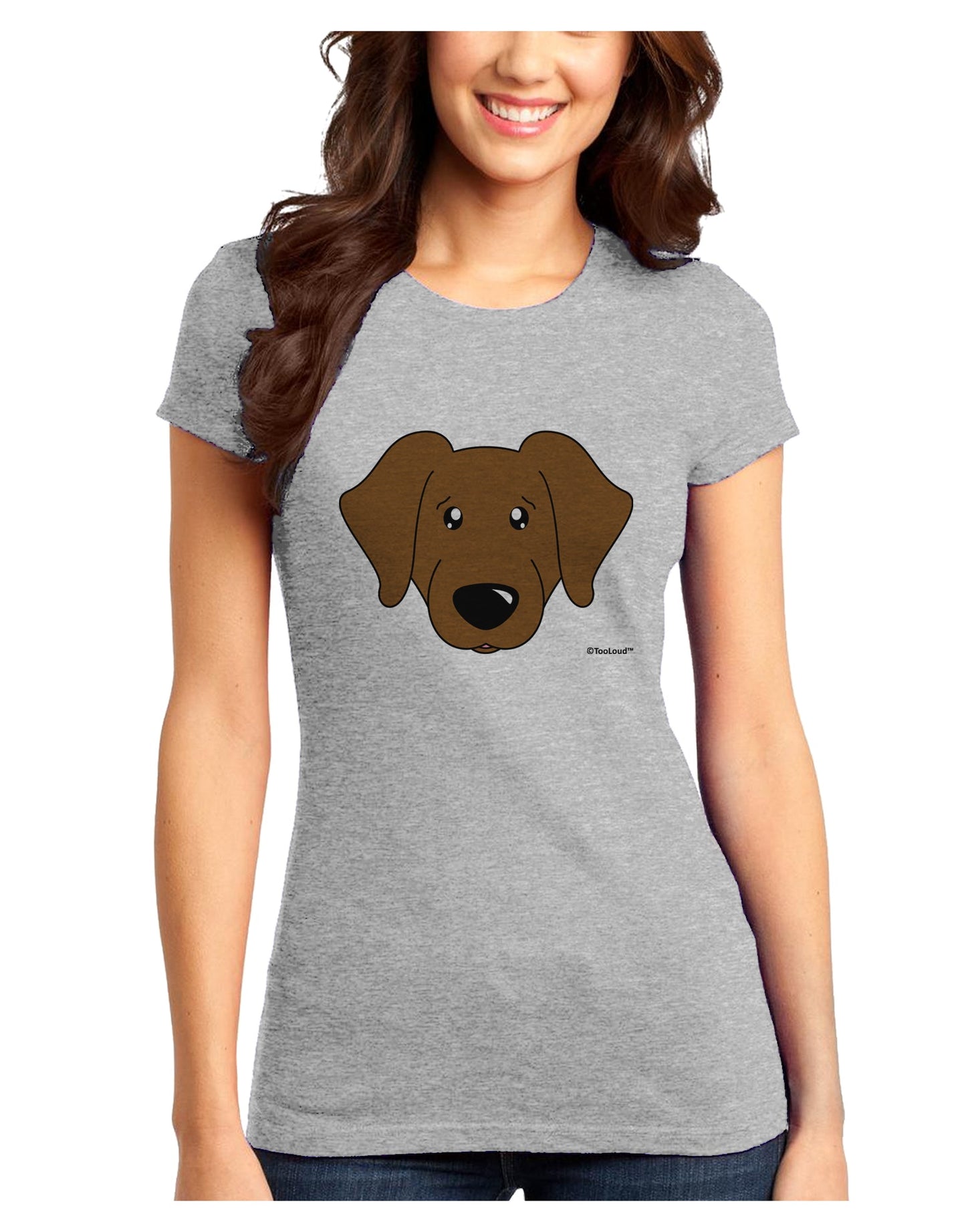 Cute Chocolate Labrador Retriever Dog Juniors T-Shirt by TooLoud-Womens Juniors T-Shirt-TooLoud-Ash-Gray-Juniors Fitted X-Small-Davson Sales