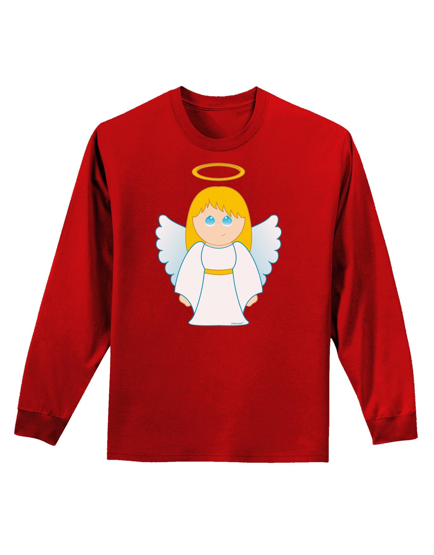 Cute Christmas Angel Girl Adult Long Sleeve Dark T-Shirt-TooLoud-Red-Small-Davson Sales