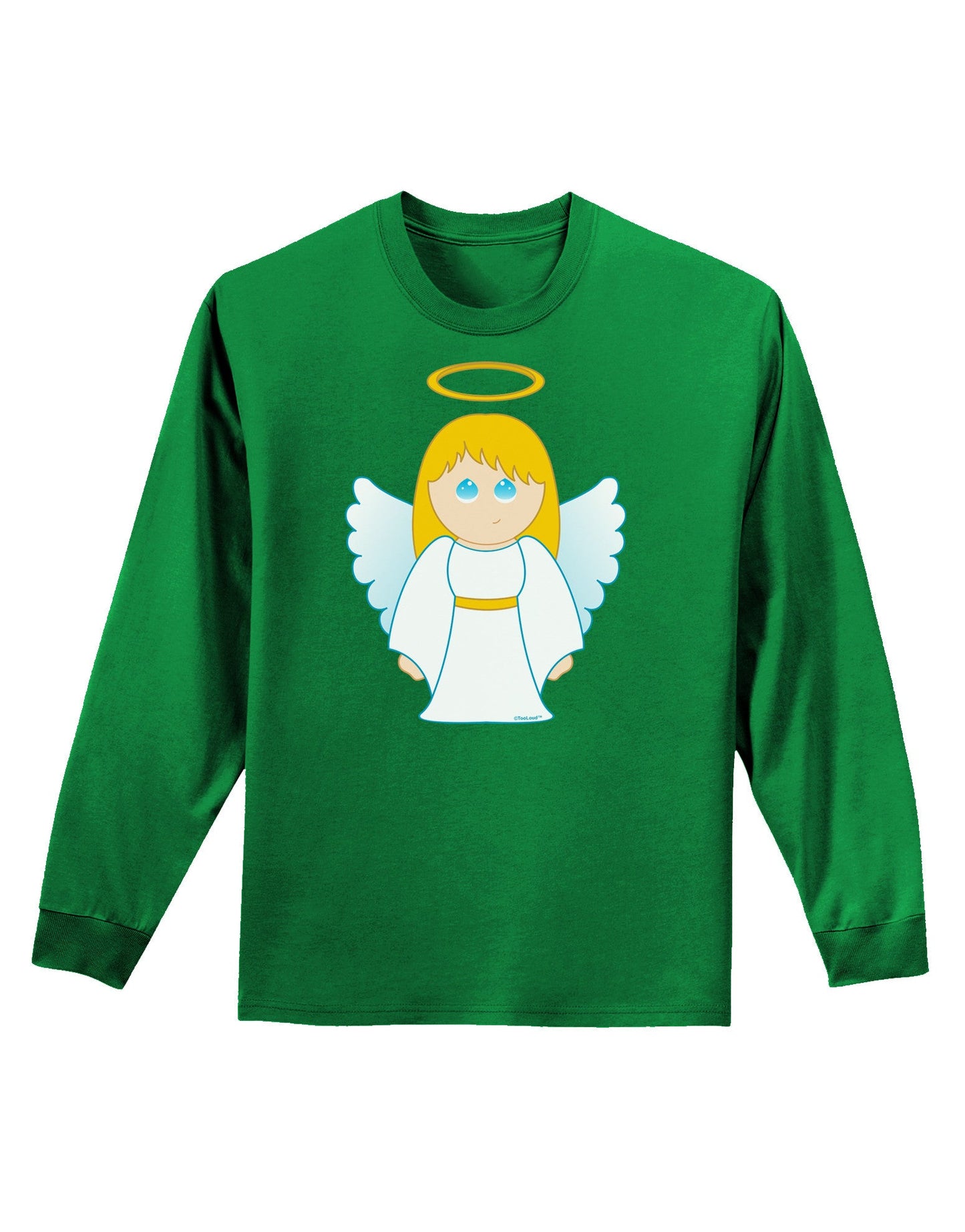 Cute Christmas Angel Girl Adult Long Sleeve Dark T-Shirt-TooLoud-Kelly-Green-Small-Davson Sales