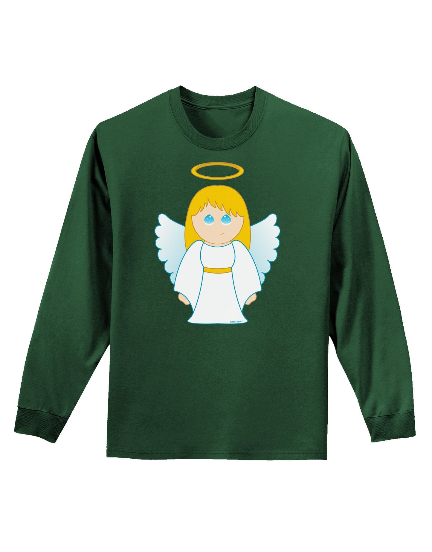 Cute Christmas Angel Girl Adult Long Sleeve Dark T-Shirt-TooLoud-Dark-Green-Small-Davson Sales