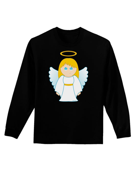 Cute Christmas Angel Girl Adult Long Sleeve Dark T-Shirt-TooLoud-Black-Small-Davson Sales