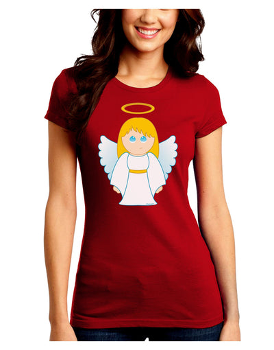 Cute Christmas Angel Girl Juniors Crew Dark T-Shirt-T-Shirts Juniors Tops-TooLoud-Red-Juniors Fitted Small-Davson Sales