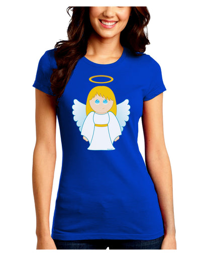 Cute Christmas Angel Girl Juniors Crew Dark T-Shirt-T-Shirts Juniors Tops-TooLoud-Royal-Blue-Juniors Fitted Small-Davson Sales