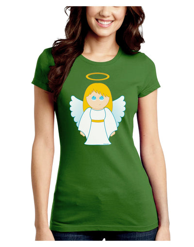 Cute Christmas Angel Girl Juniors Crew Dark T-Shirt-T-Shirts Juniors Tops-TooLoud-Kiwi-Green-Juniors Fitted Small-Davson Sales