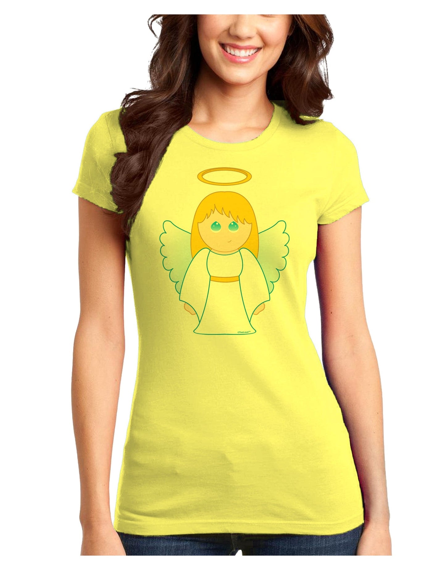 Cute Christmas Angel Girl Juniors T-Shirt-Womens Juniors T-Shirt-TooLoud-Yellow-Juniors Fitted XS-Davson Sales