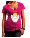 Cute Christmas Angel Girl Juniors V-Neck Dark T-Shirt-Womens V-Neck T-Shirts-TooLoud-Hot-Pink-Juniors Fitted Small-Davson Sales