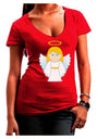 Cute Christmas Angel Girl Juniors V-Neck Dark T-Shirt-Womens V-Neck T-Shirts-TooLoud-Red-Juniors Fitted Small-Davson Sales