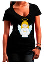 Cute Christmas Angel Girl Juniors V-Neck Dark T-Shirt-Womens V-Neck T-Shirts-TooLoud-Black-Juniors Fitted Small-Davson Sales