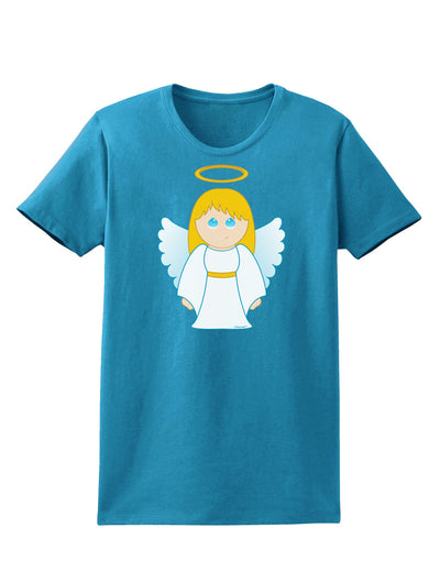 Cute Christmas Angel Girl Womens Dark T-Shirt-TooLoud-Turquoise-X-Small-Davson Sales