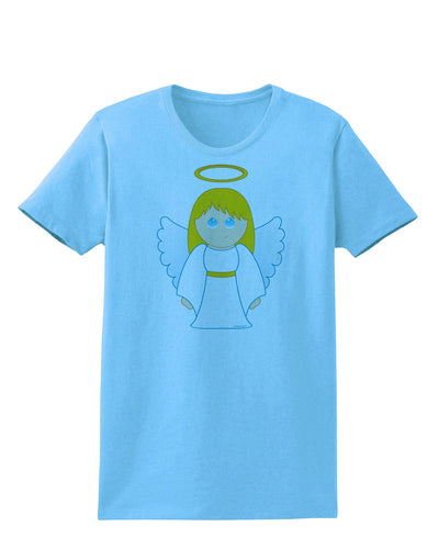 Cute Christmas Angel Girl Womens T-Shirt-Womens T-Shirt-TooLoud-Aquatic-Blue-X-Small-Davson Sales