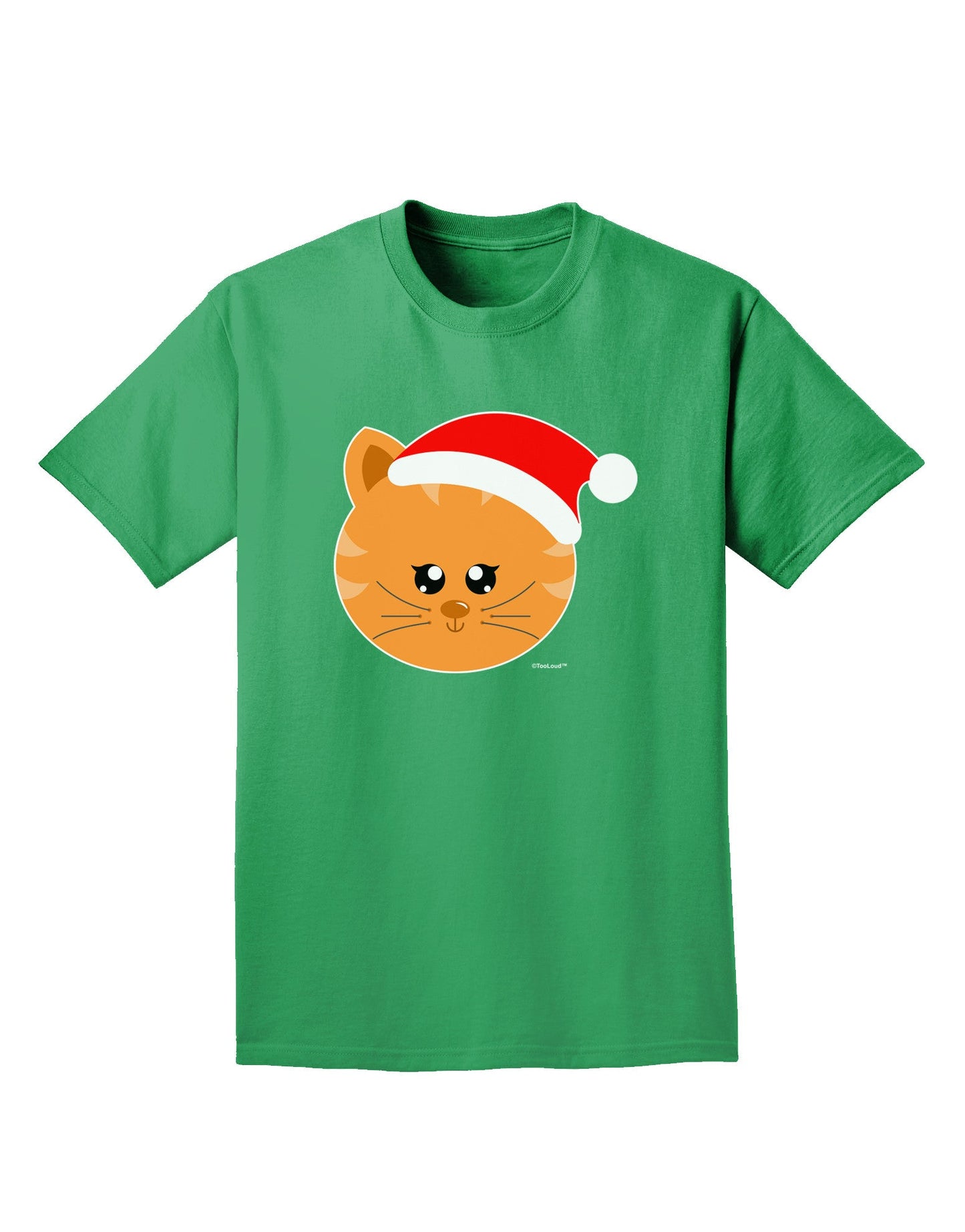 Cute Christmas Cat Santa Hat Adult Dark T-Shirt-Mens T-Shirt-TooLoud-Kelly-Green-Small-Davson Sales