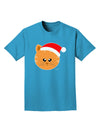 Cute Christmas Cat Santa Hat Adult Dark T-Shirt-Mens T-Shirt-TooLoud-Turquoise-Small-Davson Sales