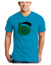 Cute Christmas Cat Santa Hat Adult V-Neck T-shirt-Mens V-Neck T-Shirt-TooLoud-Turquoise-Small-Davson Sales