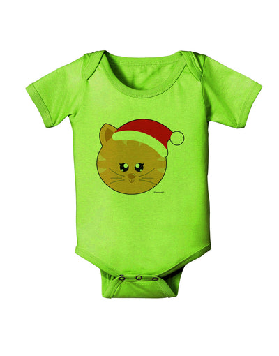 Cute Christmas Cat Santa Hat Baby Romper Bodysuit-Baby Romper-TooLoud-Lime-Green-06-Months-Davson Sales