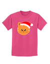 Cute Christmas Cat Santa Hat Childrens Dark T-Shirt-Childrens T-Shirt-TooLoud-Sangria-X-Small-Davson Sales