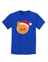 Cute Christmas Cat Santa Hat Childrens Dark T-Shirt-Childrens T-Shirt-TooLoud-Royal-Blue-X-Small-Davson Sales