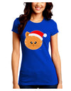 Cute Christmas Cat Santa Hat Juniors Crew Dark T-Shirt-T-Shirts Juniors Tops-TooLoud-Royal-Blue-Juniors Fitted Small-Davson Sales