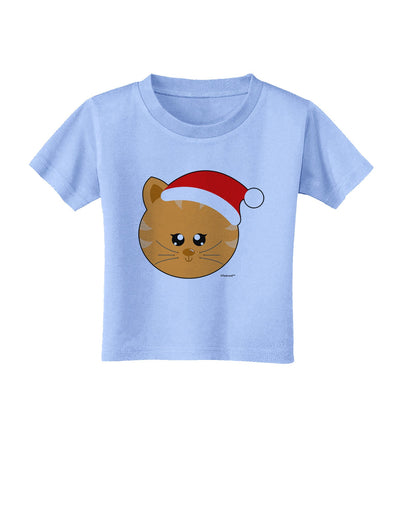 Cute Christmas Cat Santa Hat Toddler T-Shirt-Toddler T-Shirt-TooLoud-Aquatic-Blue-2T-Davson Sales