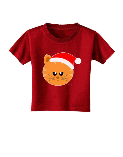 Cute Christmas Cat Santa Hat Toddler T-Shirt Dark-Toddler T-Shirt-TooLoud-Clover-Green-2T-Davson Sales