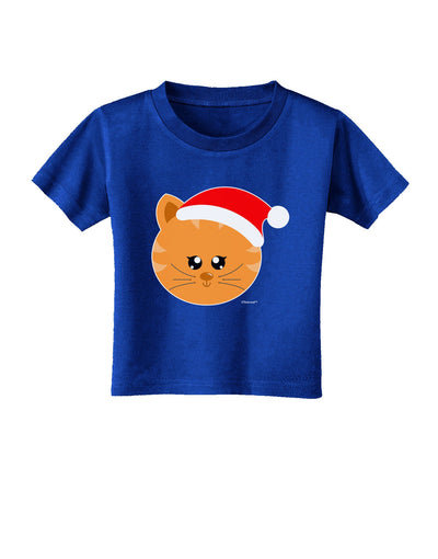 Cute Christmas Cat Santa Hat Toddler T-Shirt Dark-Toddler T-Shirt-TooLoud-Red-2T-Davson Sales