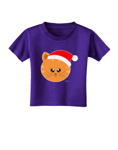 Cute Christmas Cat Santa Hat Toddler T-Shirt Dark-Toddler T-Shirt-TooLoud-Purple-2T-Davson Sales