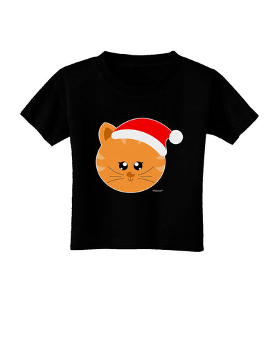 Cute Christmas Cat Santa Hat Toddler T-Shirt Dark-Toddler T-Shirt-TooLoud-Black-2T-Davson Sales