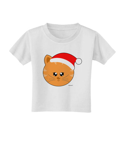 Cute Christmas Cat Santa Hat Toddler T-Shirt-Toddler T-Shirt-TooLoud-White-2T-Davson Sales