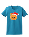 Cute Christmas Cat Santa Hat Womens Dark T-Shirt-TooLoud-Turquoise-X-Small-Davson Sales