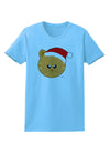 Cute Christmas Cat Santa Hat Womens T-Shirt-Womens T-Shirt-TooLoud-Aquatic-Blue-X-Small-Davson Sales